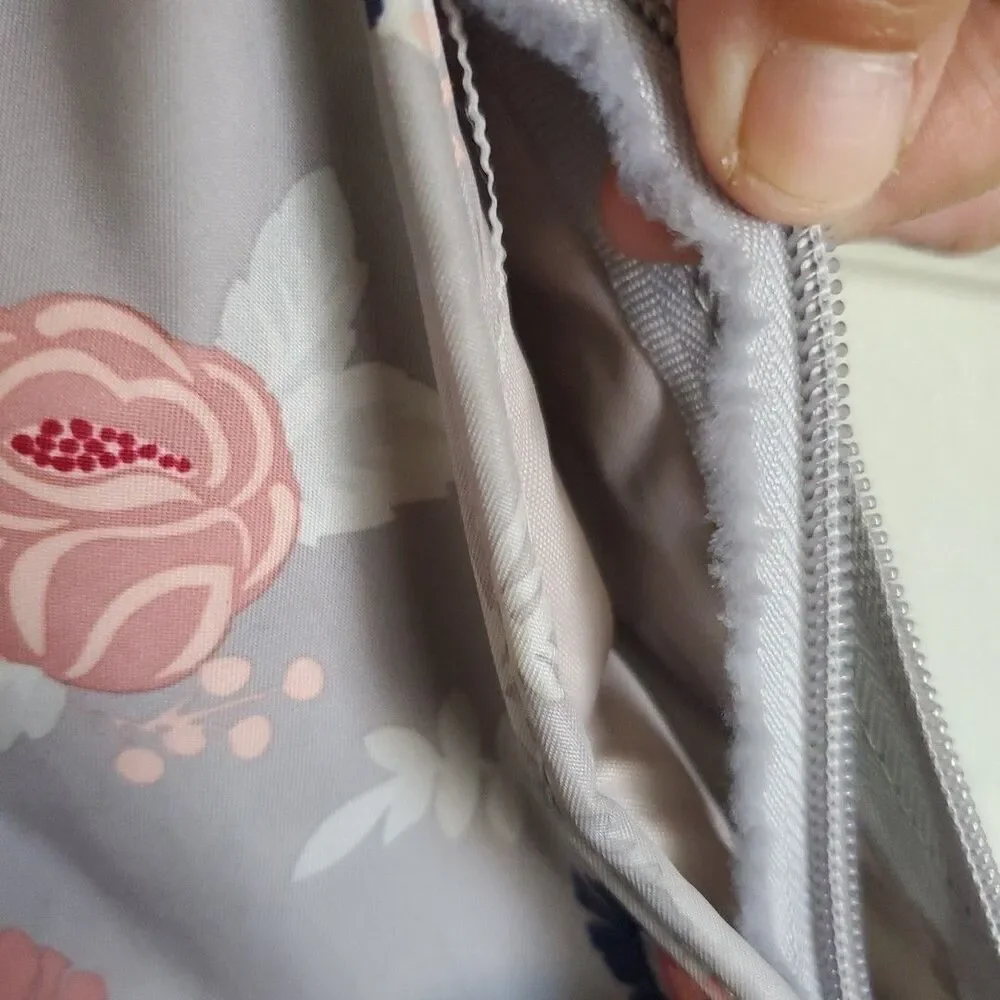 JuJuBe Be Right Back Multi-Function Diaper Backpack Floral Gray Multi Zip Pocket